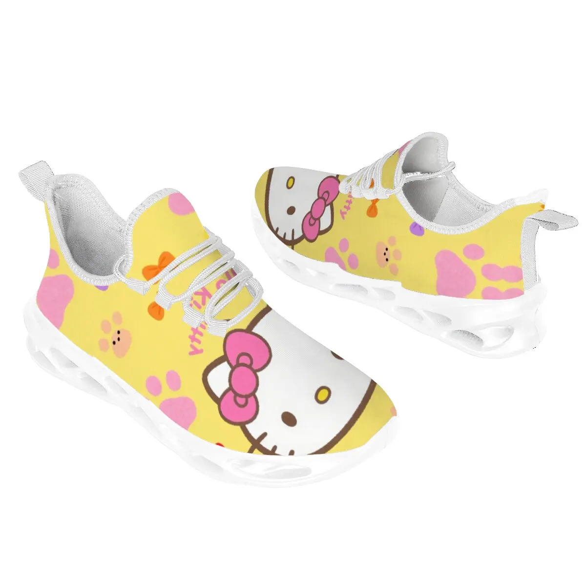 Спортивная обувь с мультяшным принтом «Hello Kitty» для девочек, легкая дышащая уличная женская обувь, мужские кроссовки для бега и ходьбы Disney