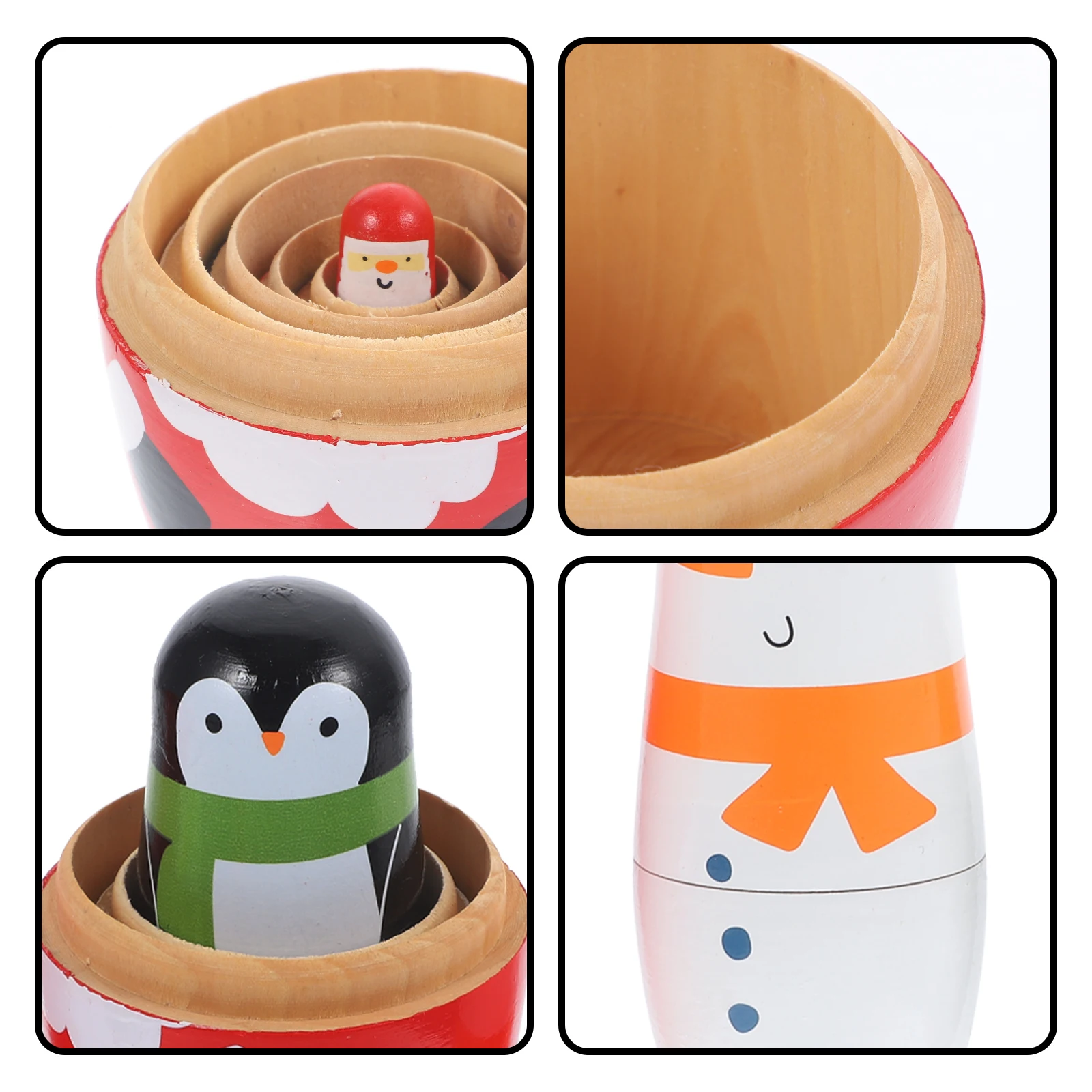 

6 Pcs Five-Layer Matryoshka Toy Russian Nesting Bamboo Stacking Toys