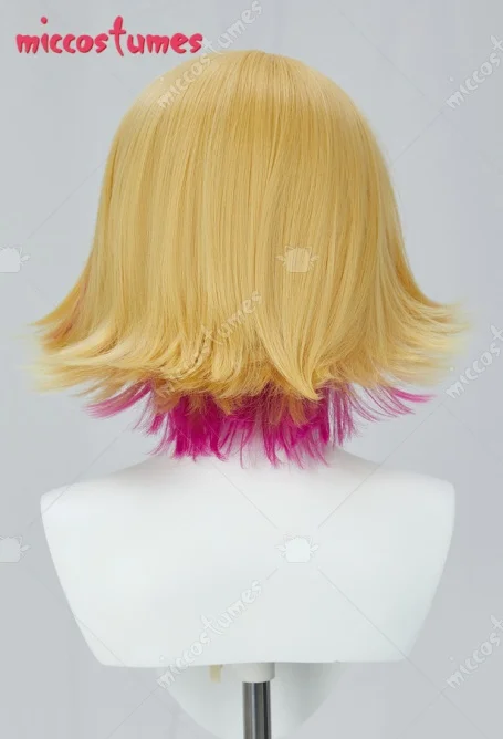 Perruque de Cosplay Rin pour femmes, Miccostumes, perruque courte rose doré, longueur d'épaule, en Stock