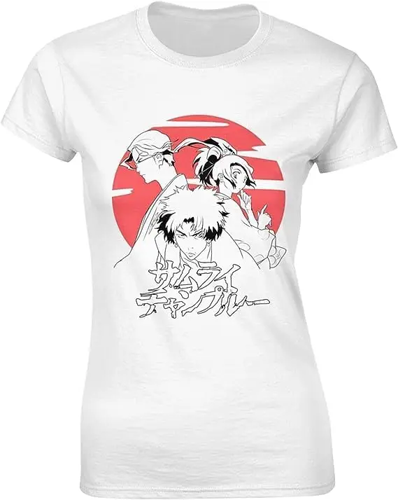 

Samurai Anime Champloo Shirt Women's Fashion Short Sleeve Cotton T Shirts Quick Dry Pattern Custom Tee Tops Black