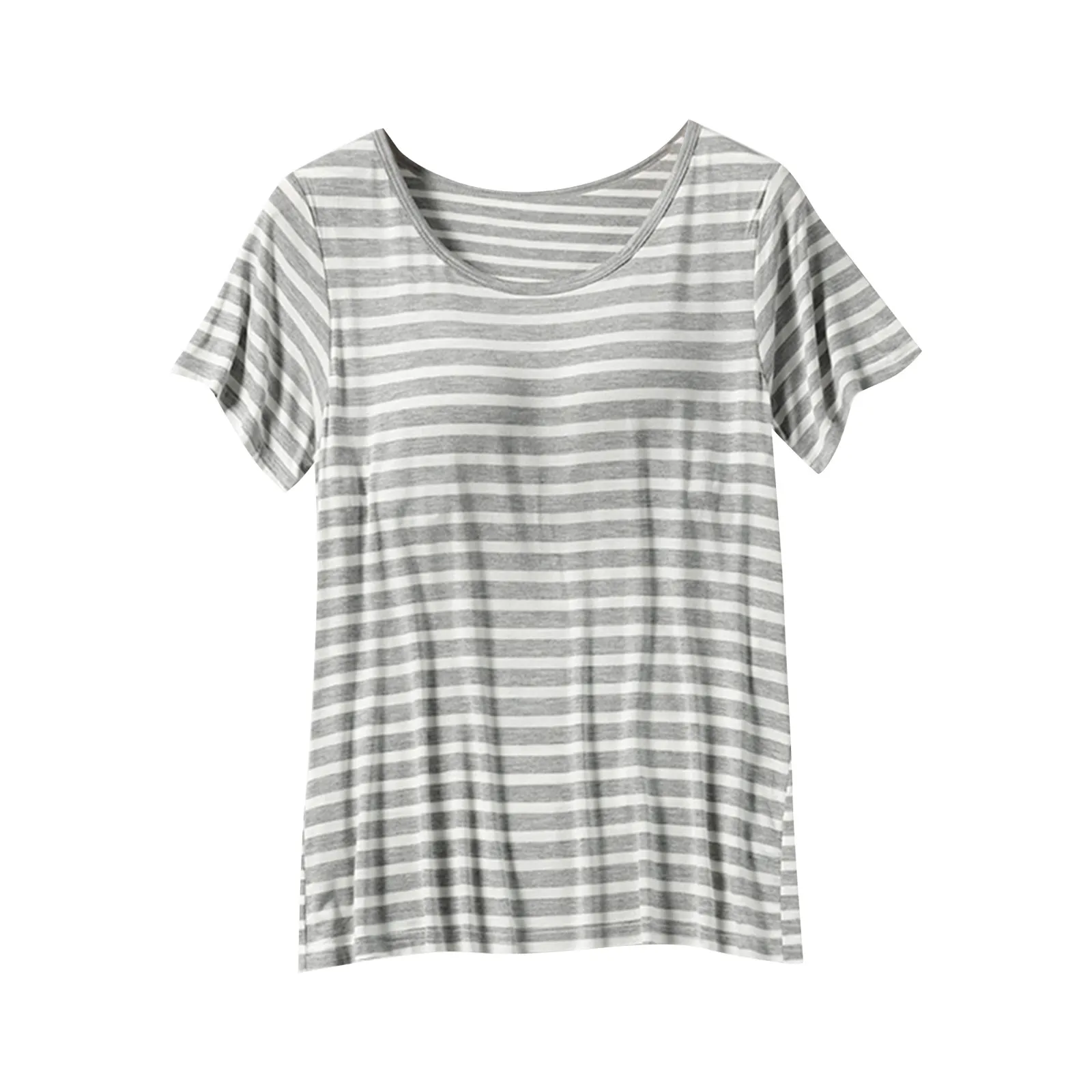 2025 Summer Striped Bralette Top for Women - Round Neck Built-in Chest Pad Cool Sleepwear Leisure Home Loungewear