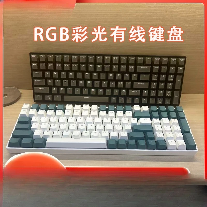 Mechanical keyboard Blue red axis mixed light gaming laptop 100-key wired keyboard