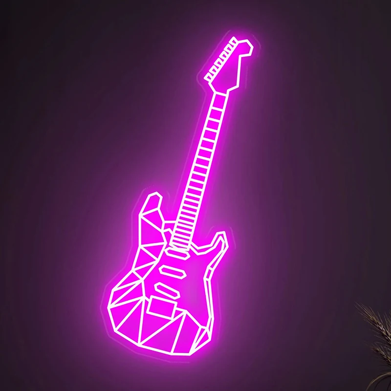 Guitar Neon Sign Rock Style Art Neon Led Light Night Lamp Custom for Children To The Room Birthday Gift Decor Neon Design