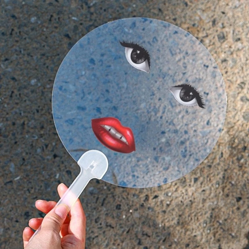 Creative Abstract Pattern Plastic Hand Fan With Red Lips Print For Concerts Parties And Summer Cooling Party Photo Props - Image 5