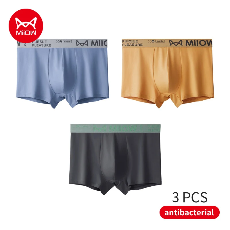 MiiOW 3Pcs Mann Unterwäsche Boxer Männer Graphene Antibakterielle Schritt männer Boxershorts Unterhose Boxer Shorts Trunks MRM1923