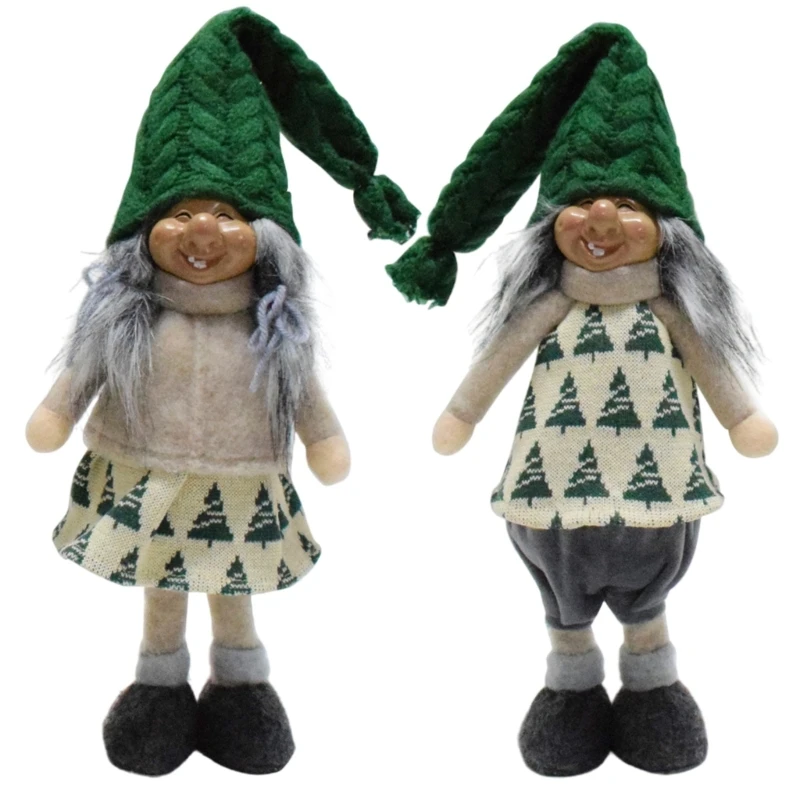 

Christmas Ornament Elderly Gnomes Plush Dolls Standing Figurine Seasonal Table Decoration for Holiday Book Shelf Statue