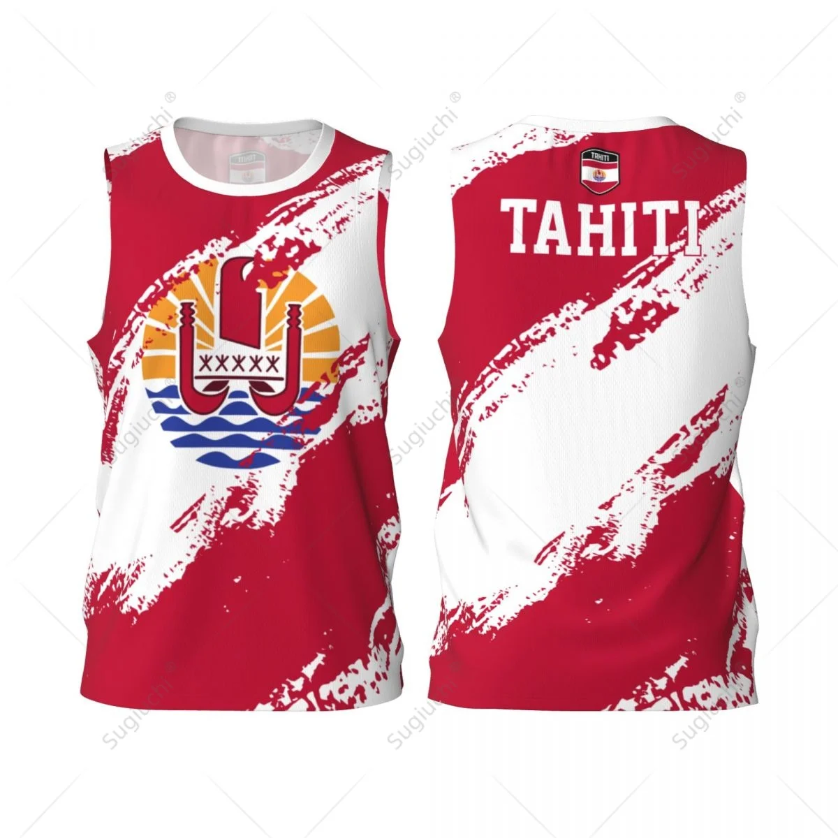 Men Basketball Sports Tahiti Flag Running Fitness Multifunction Jersey Sleeveless shirt Custom Name Nunber Exclusive