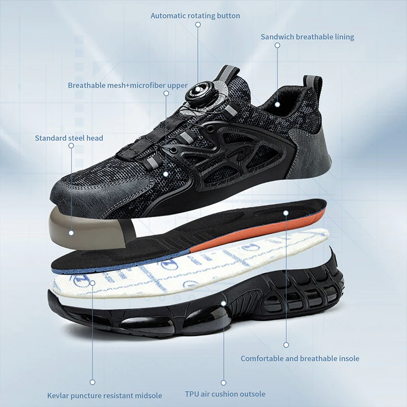 Rotating Button Safety Shoes Men 6