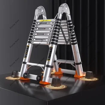 Alloy telescopic portable ladder multi-function lifting engineering ladder thickened herringbone ladder folding ladder