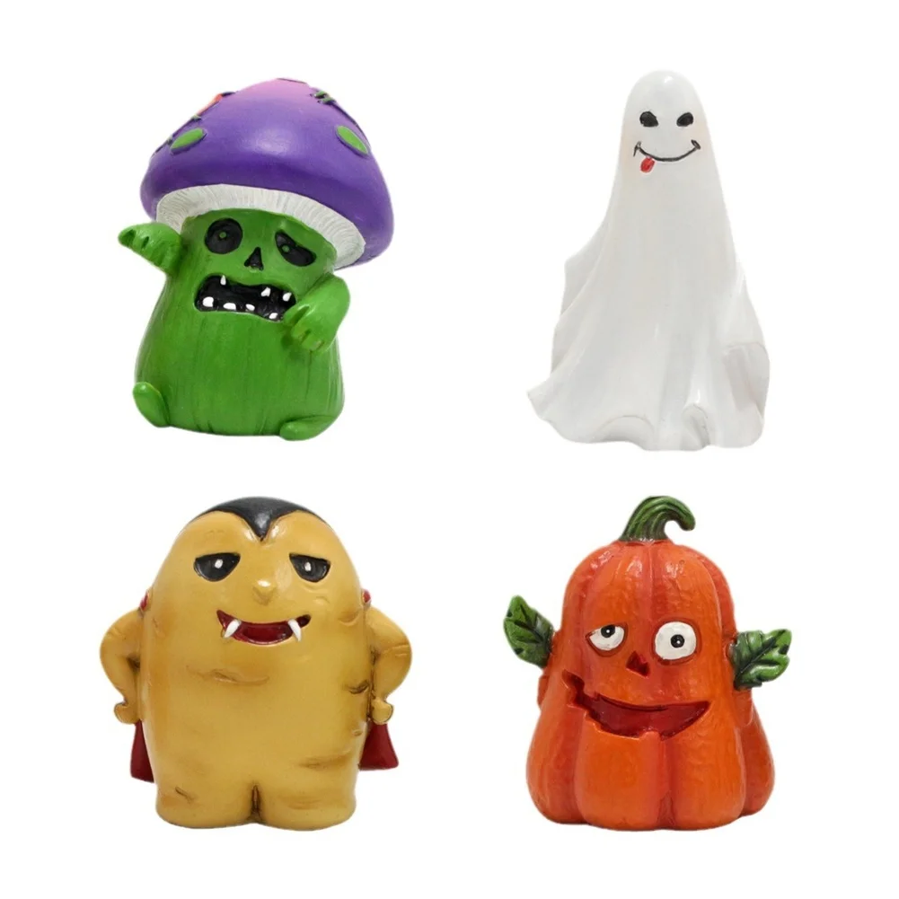 4pcs For Spirit Pumpkin Set Resin Figurines Halloween Landscape Ornaments For Home Garden Yard Party Decor Ornaments