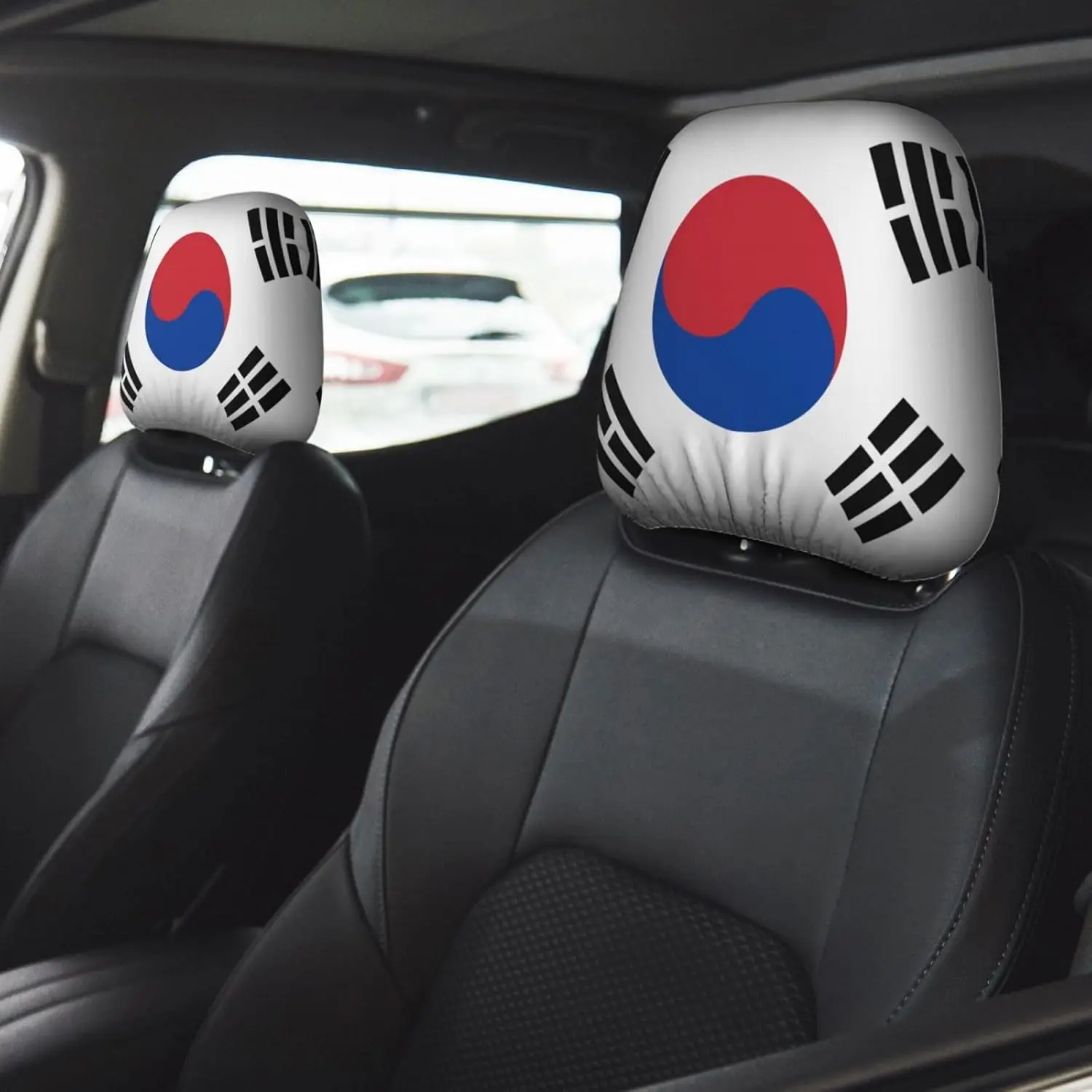 Flag of Republic of Korea 2-Pack Car Headrest Covers Universal Type Suitable for Cars Trucks SUVs