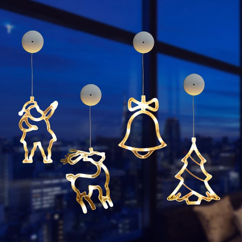 Luci natalizie a LED, luci a ventosa, vetrine, decorazioni per l'atmosfera natalizia, luci sospese, luci colorate