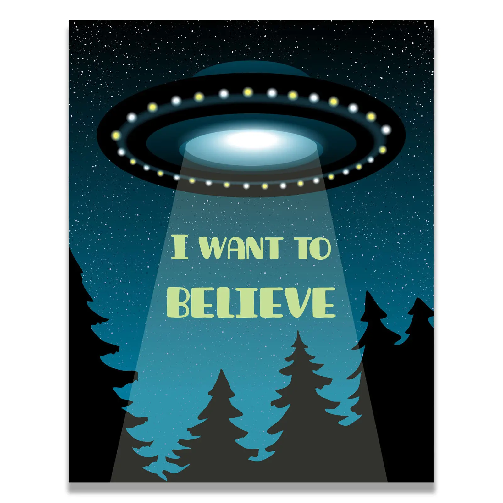 UFO Motivational I Want To Believe Aliens Print Art Canvas Poster For Living Room Decor Home Wall Picture