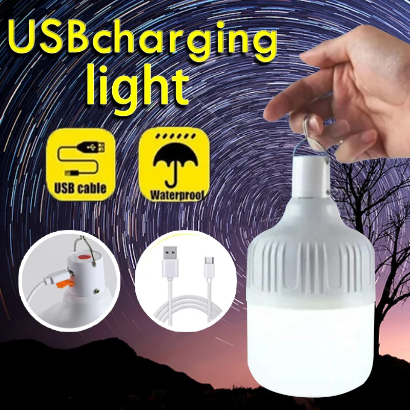 

LED Emergency Light Bulb Portable Camping Rechargeable Lamp Lantern 20/30/40/50/80W Tents Lighting Flashlight Equipment Luminair