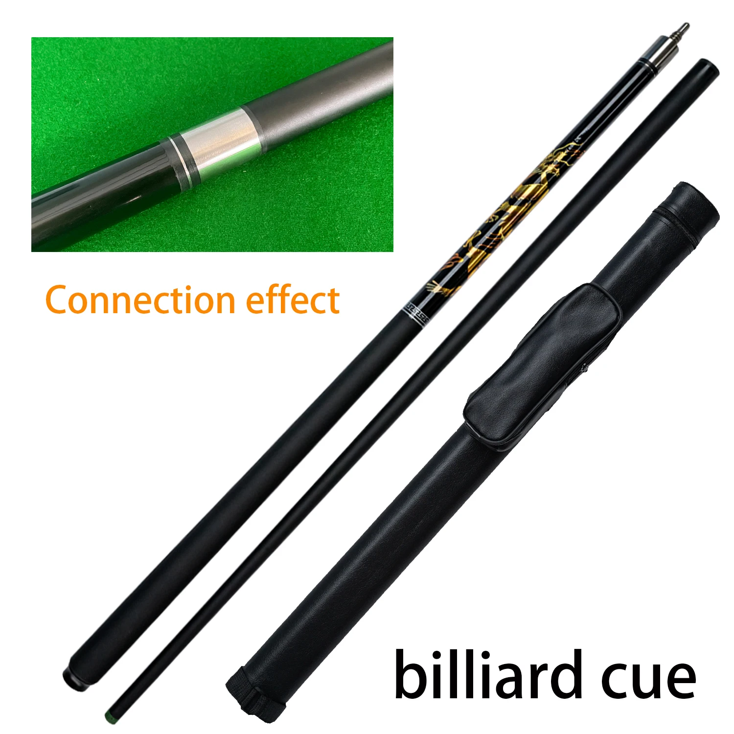 Carbon Fiber Billiard Cue with Dragon Design 12.5mm Tip Perfect for 9 Ball and Carom