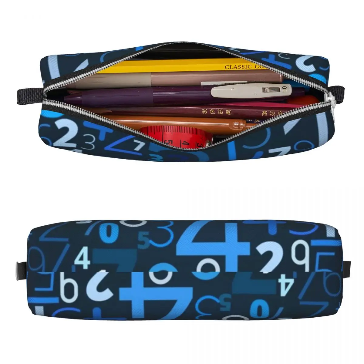 Math Numbers Pencil Case Colorful Code Print Square Pencil Box Girls Boys Retro College School Pencil Cases Supplies