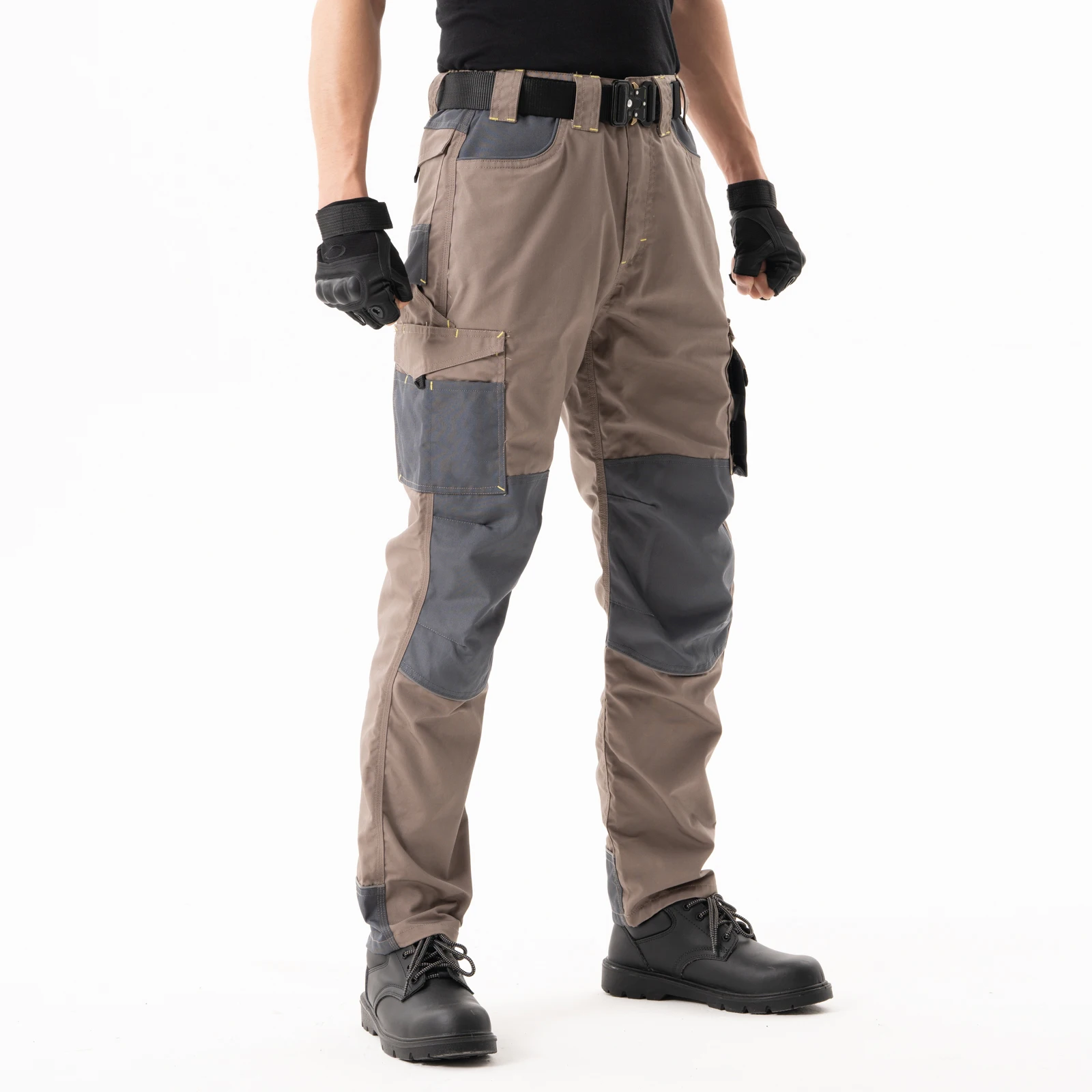 cargo pants knee pocket contrast colors tool pocket pants all-weather rip stop for workshop building Auto repair