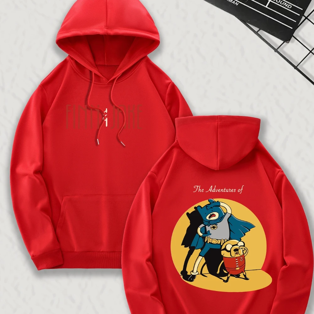 مغامرة الوقت الرجال فيرست ليك هوديي العصرية الكرتون طباعة الكنغر جيب الوجهين تصميم الشتاء الخريف الدافئة سترة غير رسمية #3