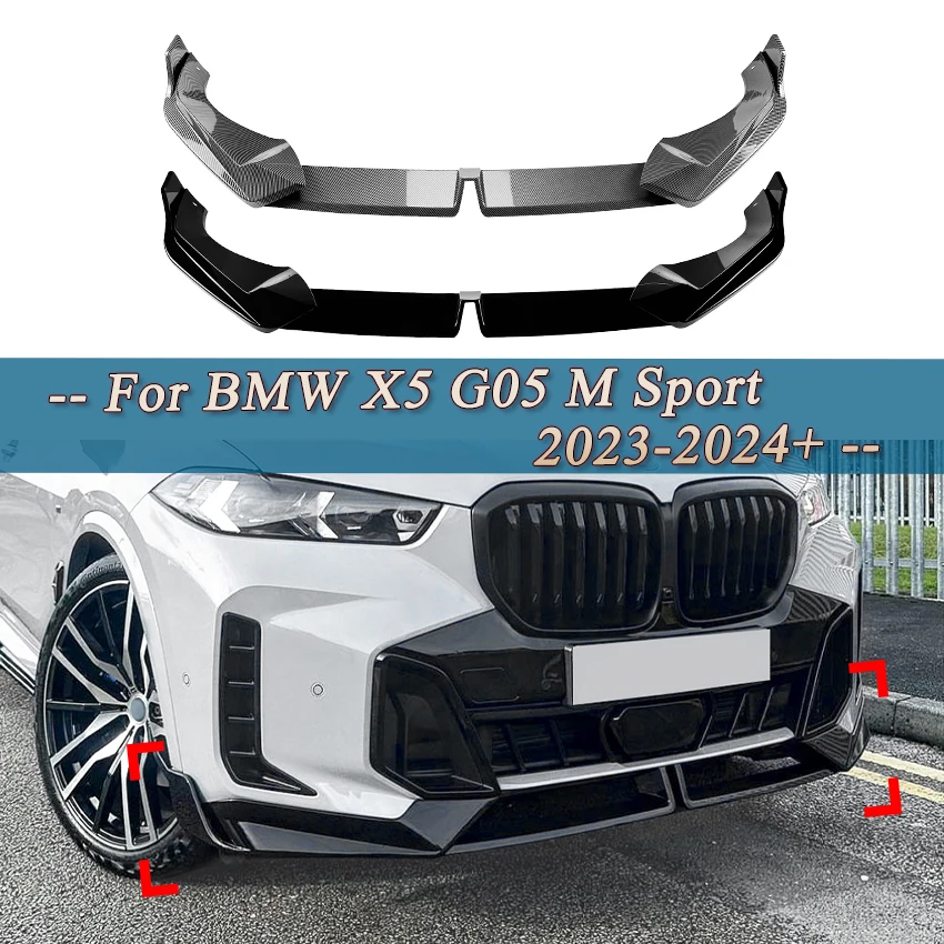 

For BMW X5 G05 M Sport 2023-2024+LCI Front Bumper Lower Splitter Diffuser Kit Spoiler Guard Deflector Sport Body kit Gloss Black