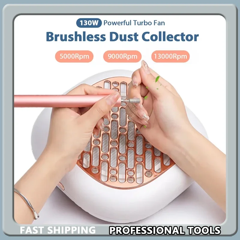 

Brushless Nail Dust Collector Powerful Nail Dust Extractor Manicure Fan Vacuum Cleaner with 2 Filter 130W Super Suction