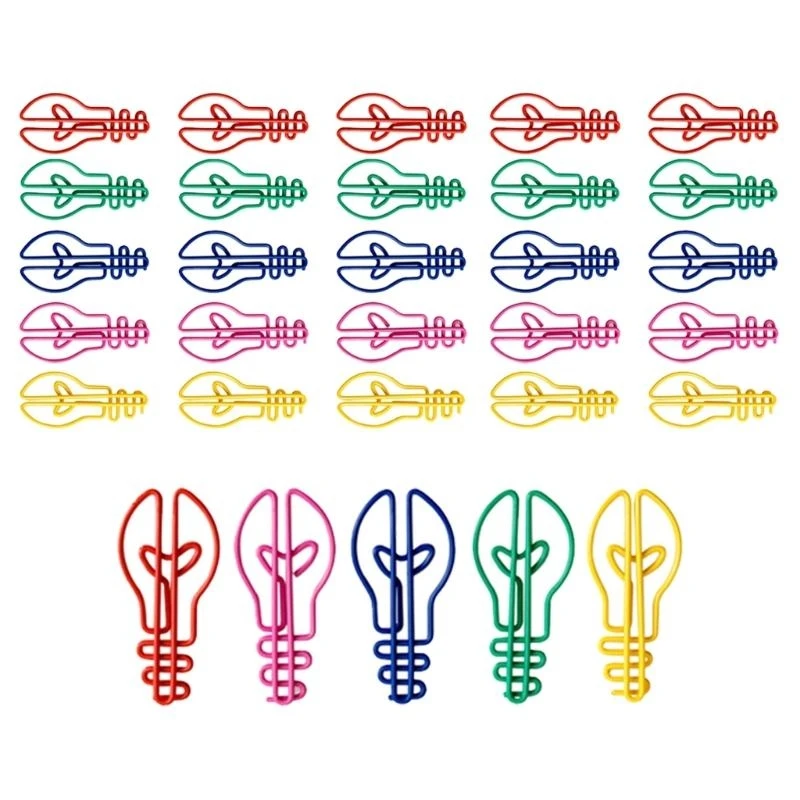 30 stcs lamp bol vorm papier clip 42 mm metalen paperclips kleurrijke bestandspapier klem kleine metalen bladwijzers clip voor