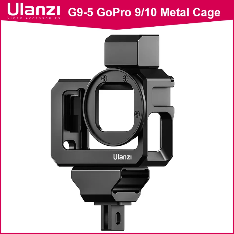 Ulanzi G9-5 Metal Cage for GoPro Hero 11 10 9 Black Frame Housing Case With Cold Shoe Camera Extend 52MM Filter Mic adapter