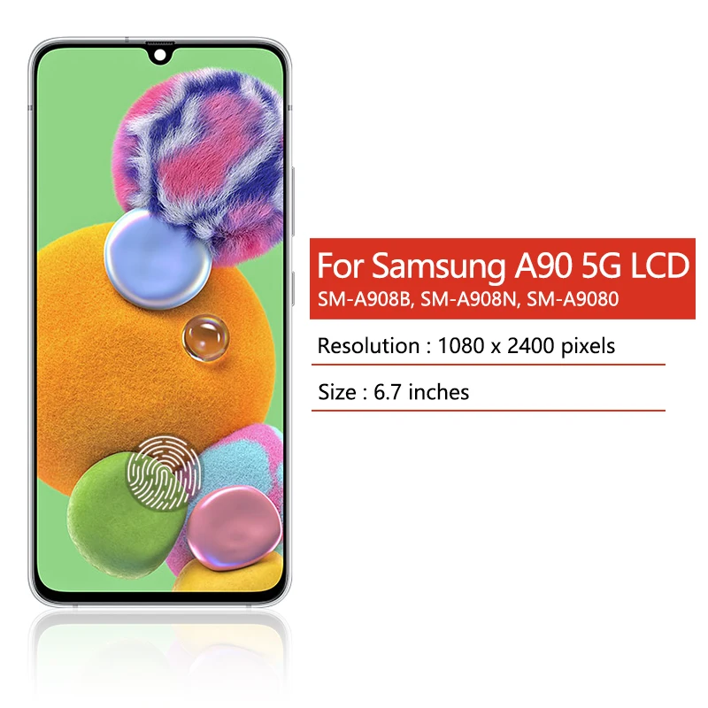 6.7 "Super AMOLED dla Samsung A90 5G wyświetlacz LCD montaż ekranu dotykowego SM-A908B SM-A908N SM-A9080 wymiana wyświetlacza — zdjęcie produktu 2