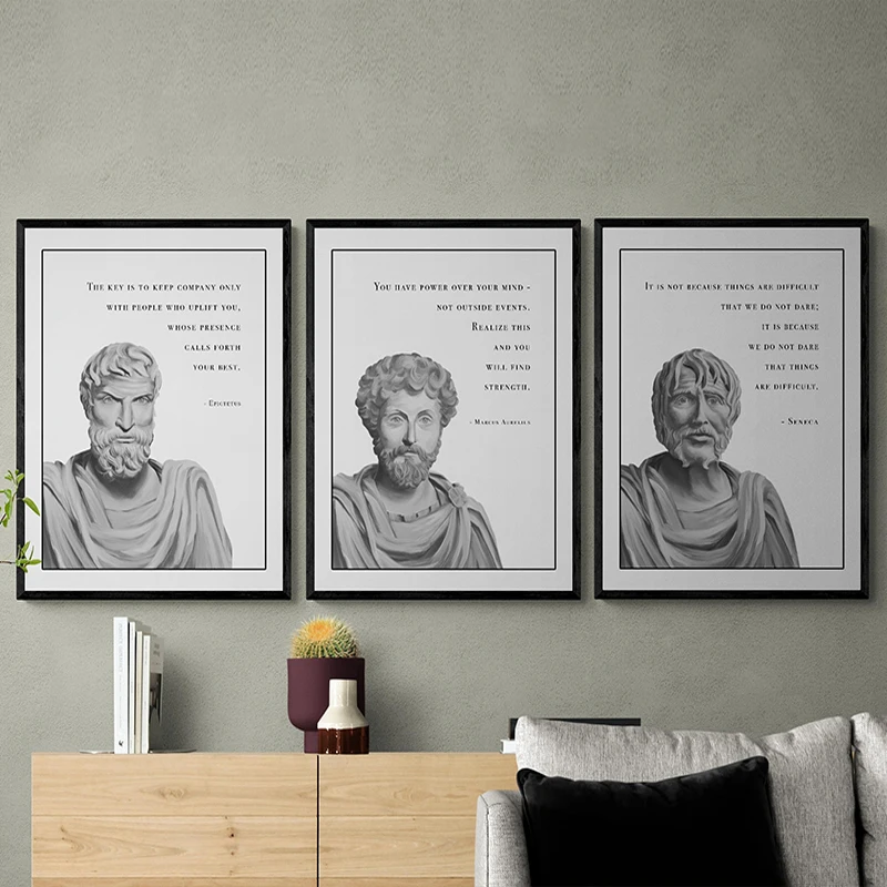 

Modern Set of 3 Stoic Artwork Poster Gift for Husband Wall Art Canvas Paintings And Prints For Living Room Home Decor Frameless