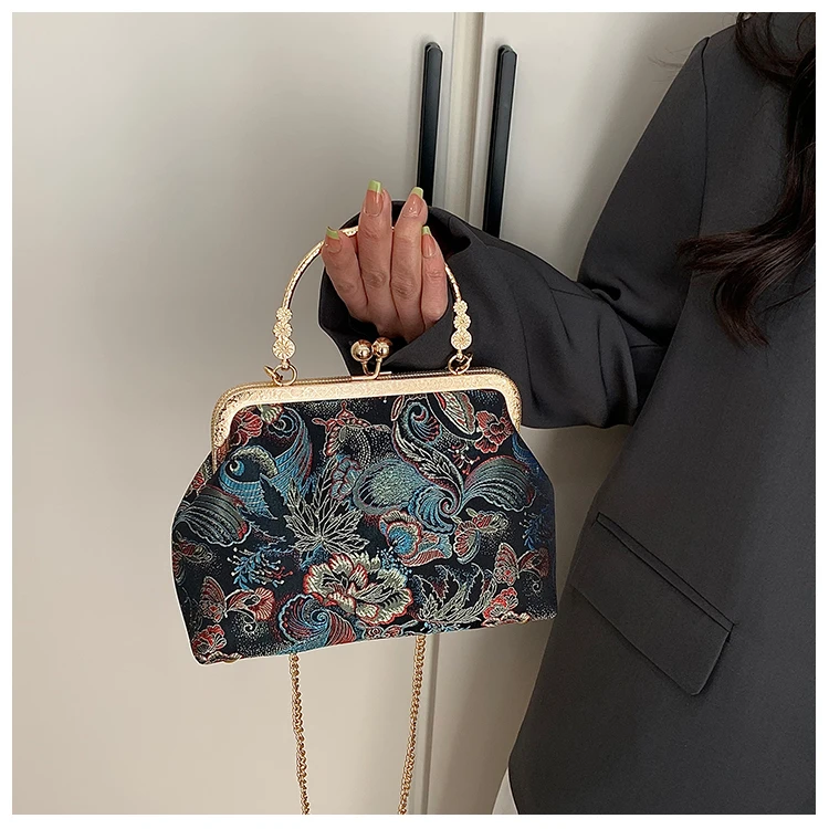 Silk Embroidery Crossbody Bag Patchwork National Style 2025 Hot Sale Bags for Women Hasp Simple Fashion Women's Handbags