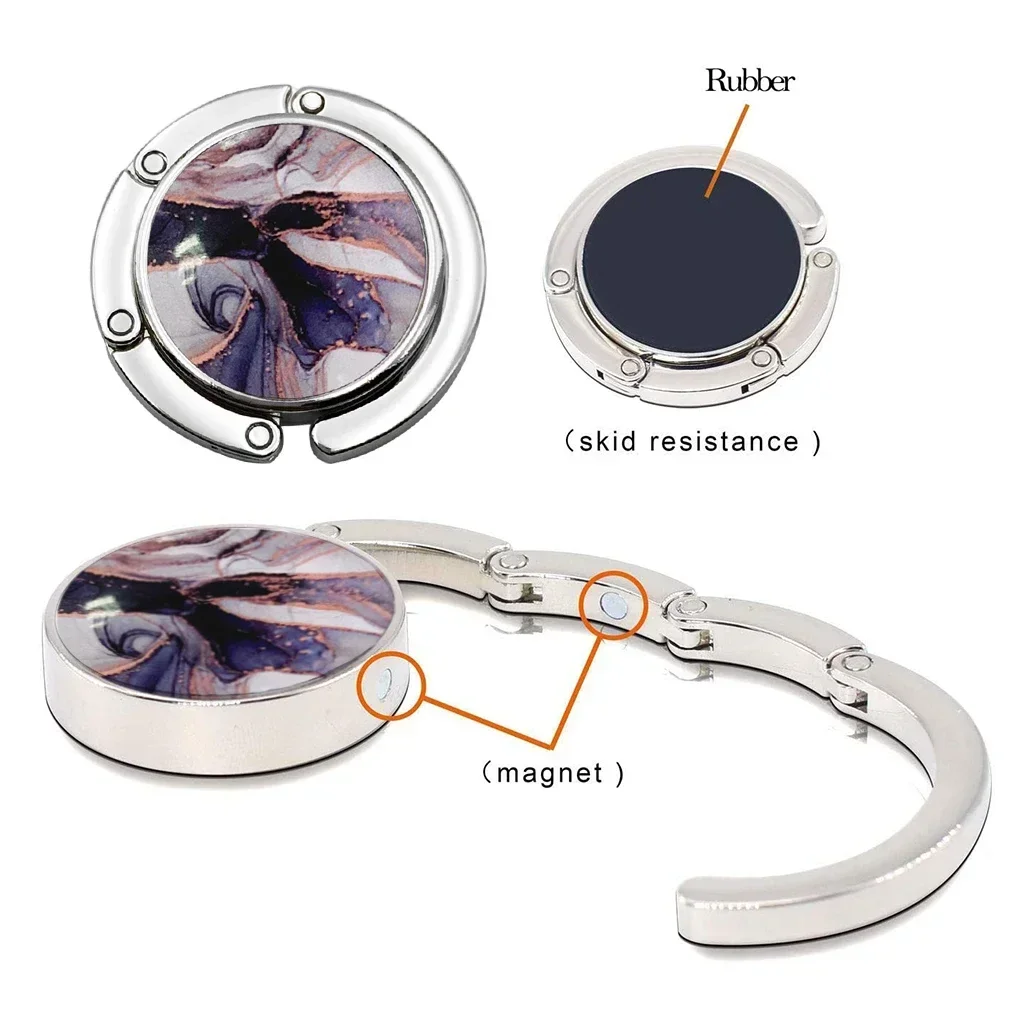 Marmor Druck Falten Tasche Haken Geldbörse Handtasche Aufhänger frauen Tasche Lagerung Halter Tragbare Tisch Rand Verwenden Racks Party Festival