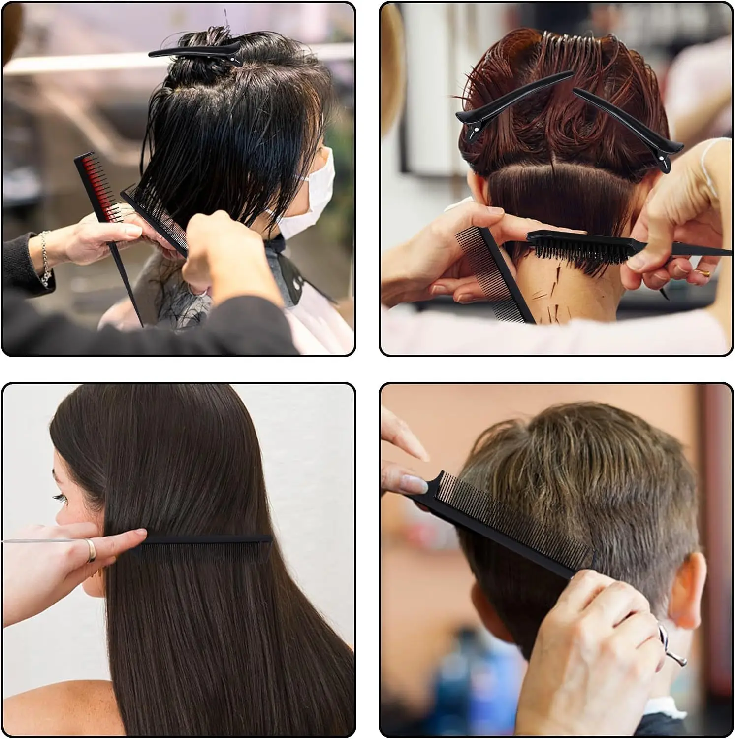 10 stücke Haar Styling Kamm Set Necken Haar Pinsel Triple Necken Kamm Ratte Schwanz Kämme Rand Pinsel Haar Schwanz Werkzeuge geflecht Werkzeug Schleife – Detail 1