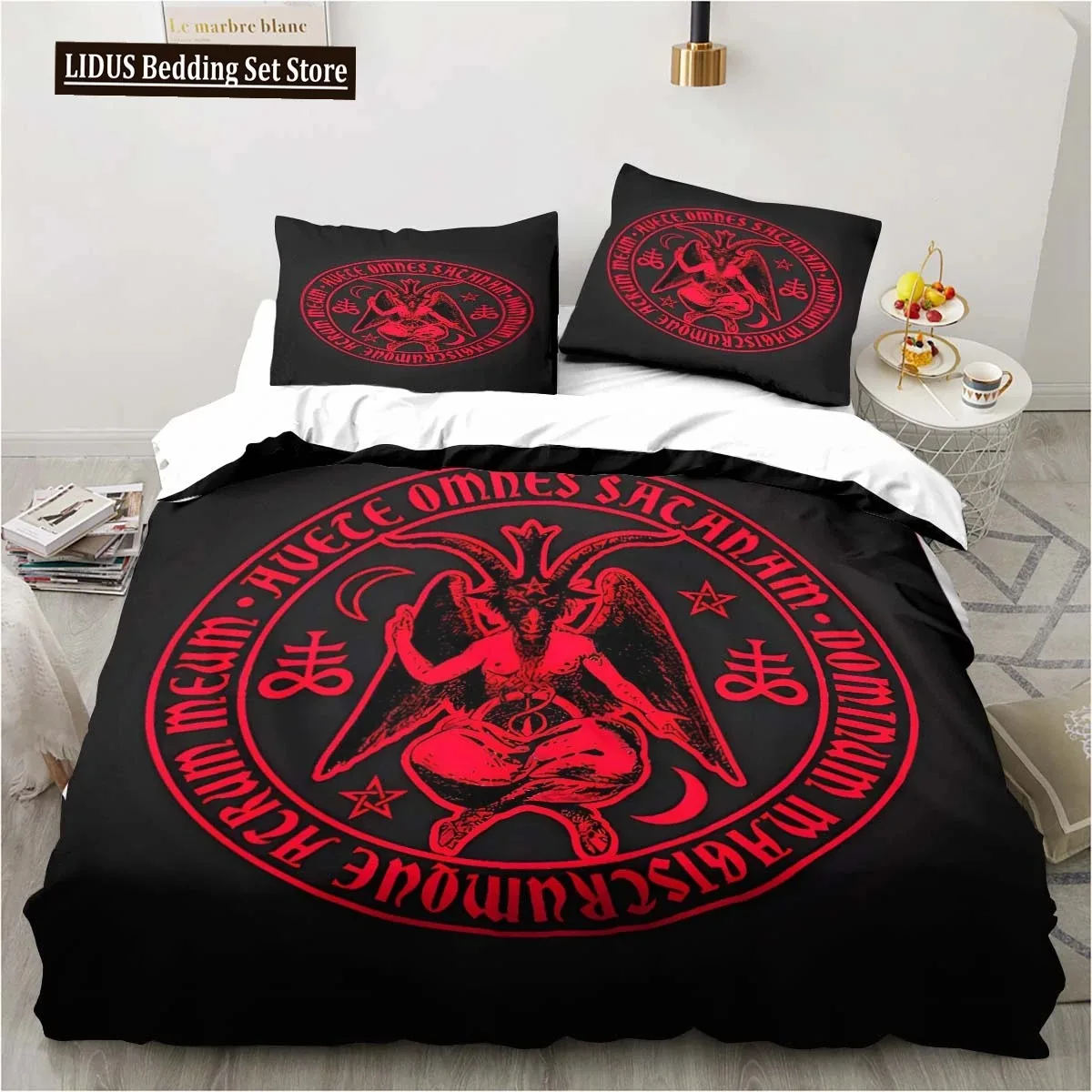 Satanic Bedding Demon Twin Bedding Hell Death Set 3 Piece Comforter Set Bed Duvet Cover Double King Cover Home Textile