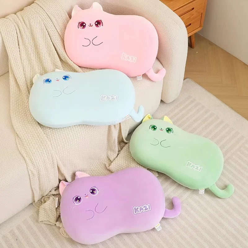 Cute cartoon big-eyed cat plush toy soft cute cartoon Kawaii nap pillow memory cotton pillow decorative doll birthday girl gift