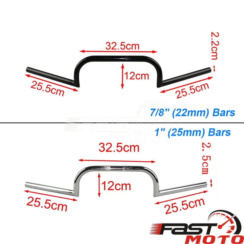 Vintage Motorcycle Handlebars 22mm 25mm Tracker Drag Bar M-Bar for Royal Enfield Cafe Racer Chopper Bobber Steering Wheel 7/8\'\'