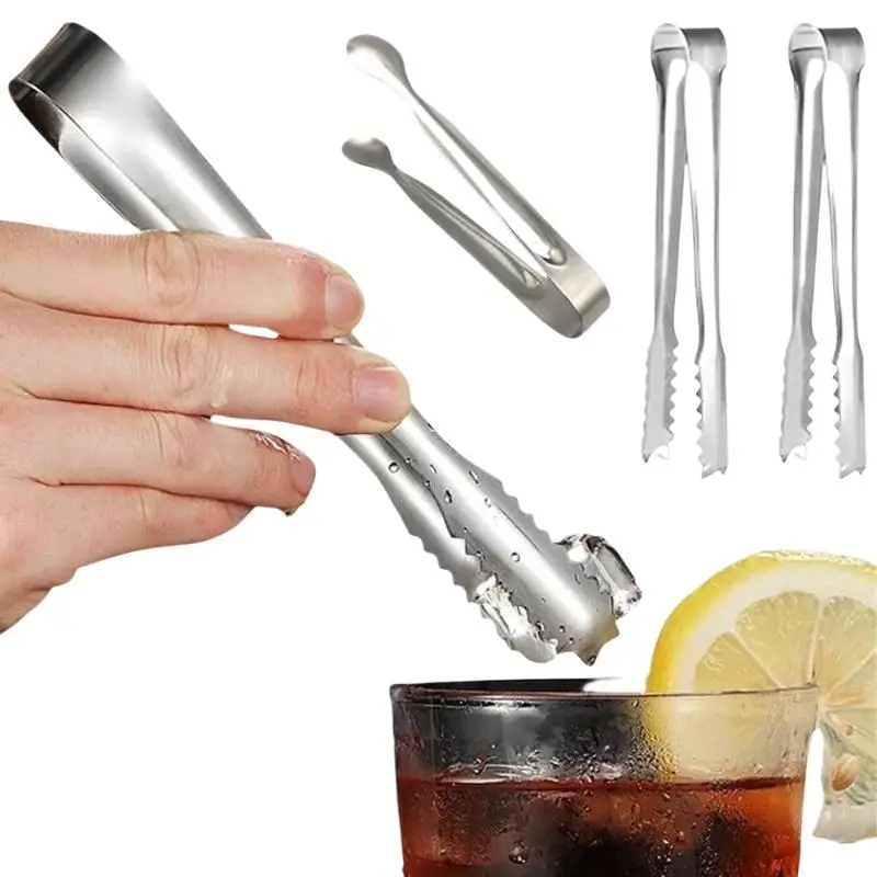 Stainless Steel Ice Tongs Durable Food Grade Small Clips for Coffee Ice Cubes Sugar Appetizer Bar Party Kitchen Accessories