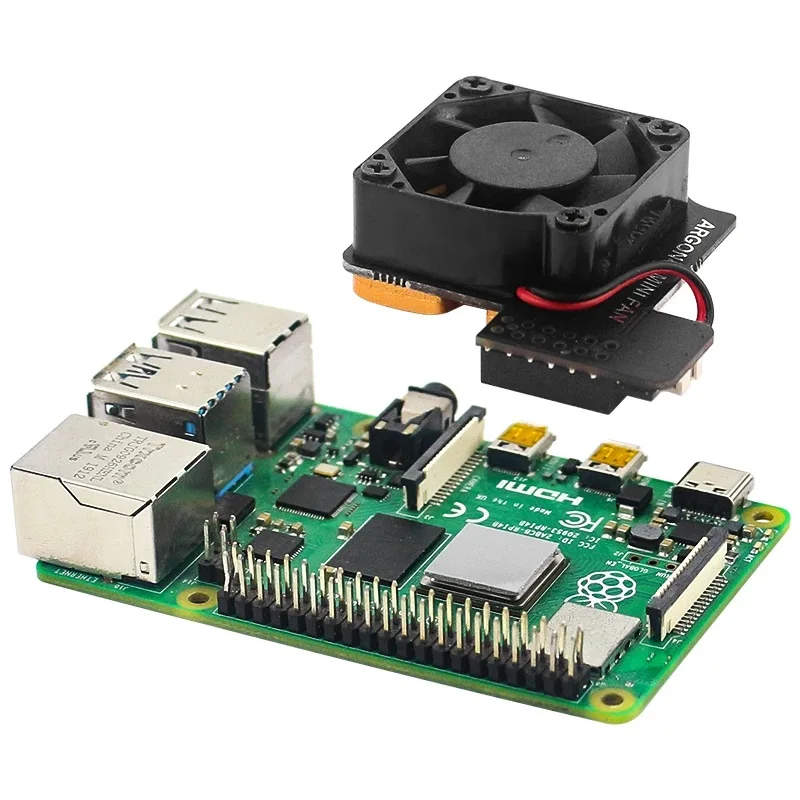 Мини-вентилятор Raspberry Pi 4, охлаждающий вентилятор с ШИМ-подсветкой и встроенным радиатором для Raspberry Pi 4
