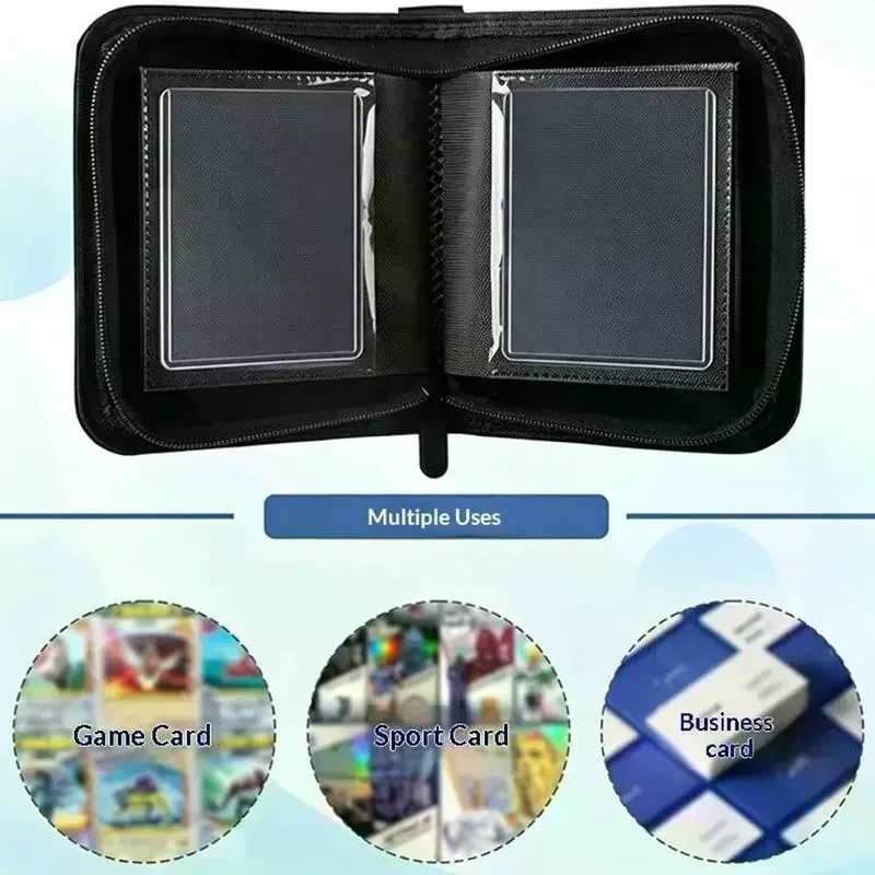 Waterproof PU Leather Side Load Zipper Card Binder 40 Slots Album For 3x4 TCG Game Sport Cards Storage Bag view 2