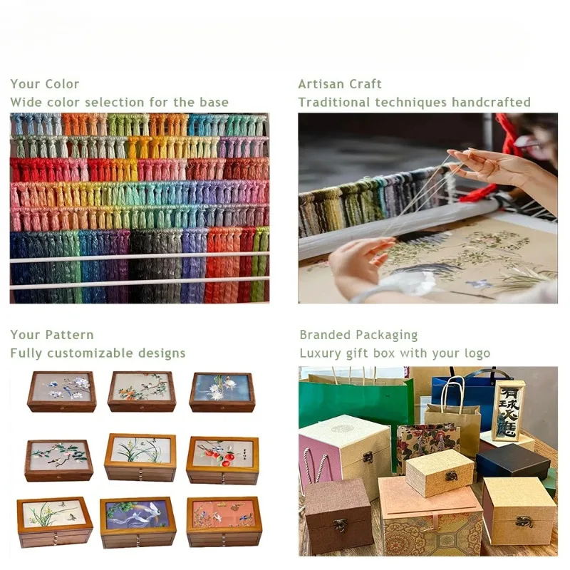 Handmade Suzhou embroidered wooden jewelry box Customized New Year's gift Personalized necklace box