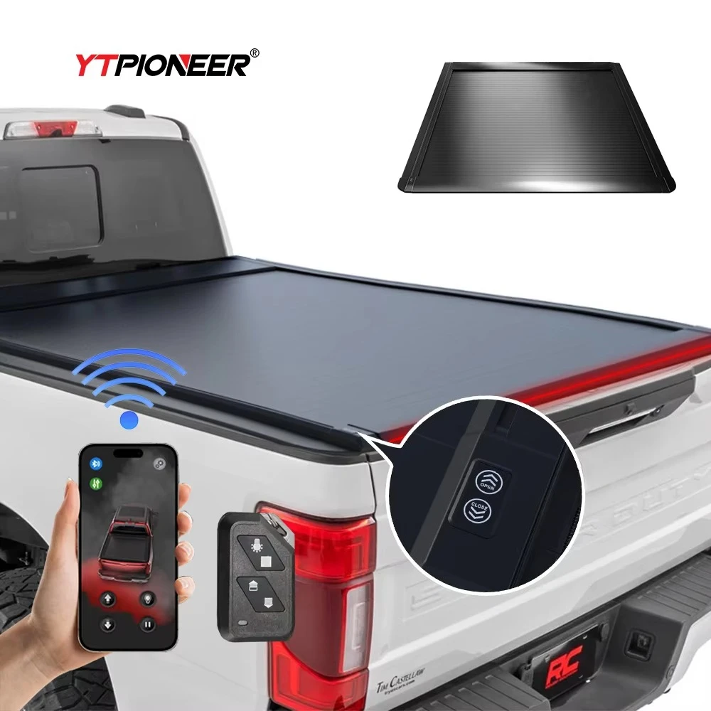 For 2004-2021 Ford F350 Super Duty Retractable Tonneau Cover 8ft Pickup Truck Trunk Bed Cover With Electric Roll Up Locking