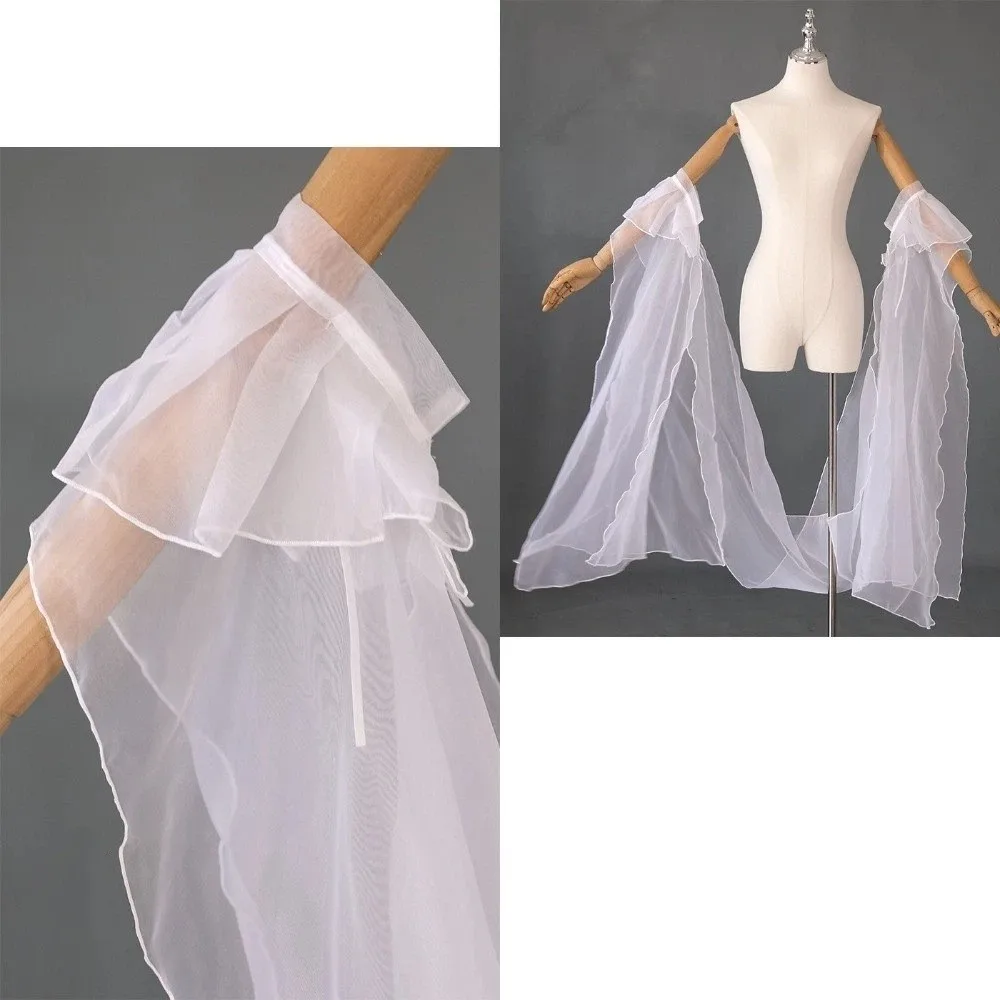 Classical Chinese Hanfu Water Sleeves Organza Lace Up Flowing Fairy Lace Shawl Arm Sleeve Women Dance Costume