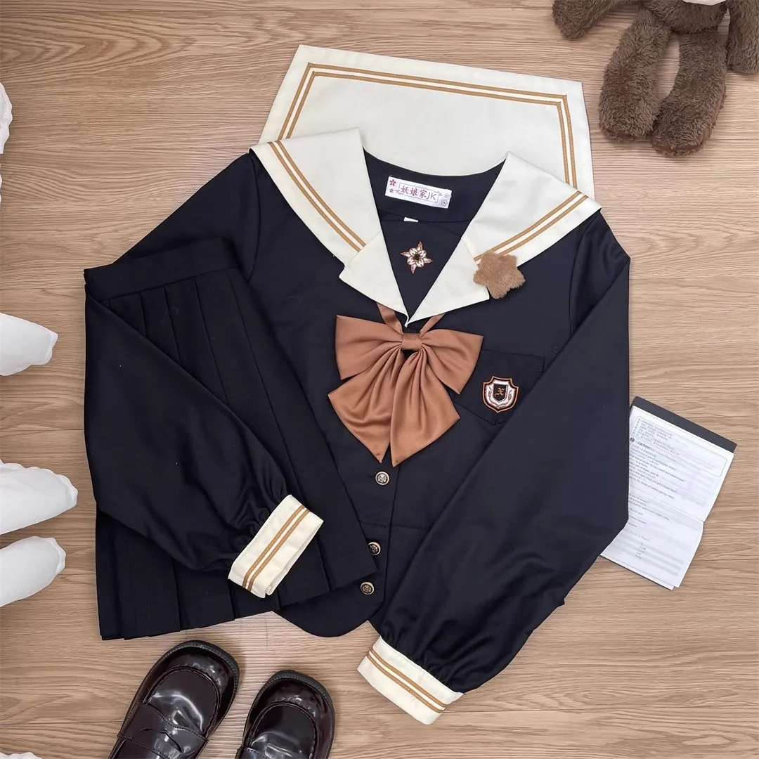 Japonês preto jk uniformes faculdade estudantes do ensino médio ternos de marinheiro uniforme escolar anime seifuku cospaly estudantes roupas