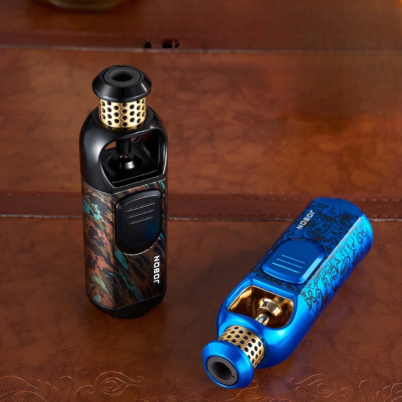 الصين 187 مسدس رش جديد ولاعة السجائر لهب أزرق راش مباشر محمول مقاوم للرياح ولاعة سيجار معدنية قابلة للنفخ