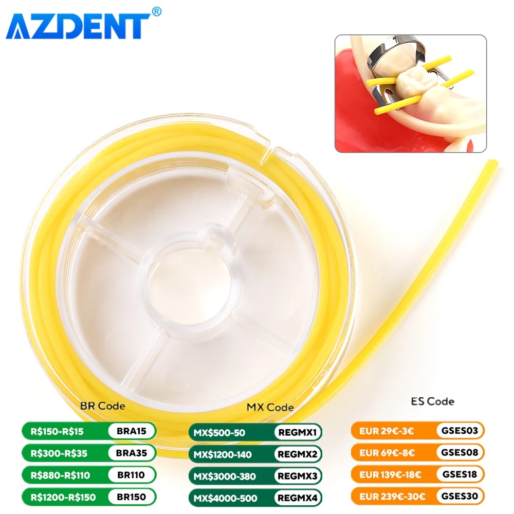 Dental Rubber Dam Stabilizing Cord AZDENT Length 2.1m Dia 1.8mm Medium Wedges Clamps Sheets Elastic