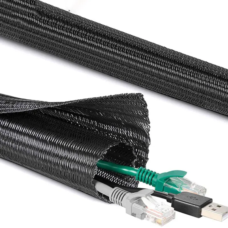 3M Black Insulated Braid Sleeving 19mm Tight PET Wire Cable Protection Expandable Cable Sleeve Wire Gland