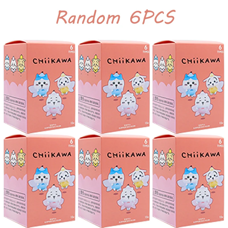 6 Stuks Chiikawa Anime Cartoon Kawaii Hachiware Usagi Blind Box Gelukkige Partner Figuur Desktop Pop Ornamenten Cadeau Stuur Naar Vrienden
