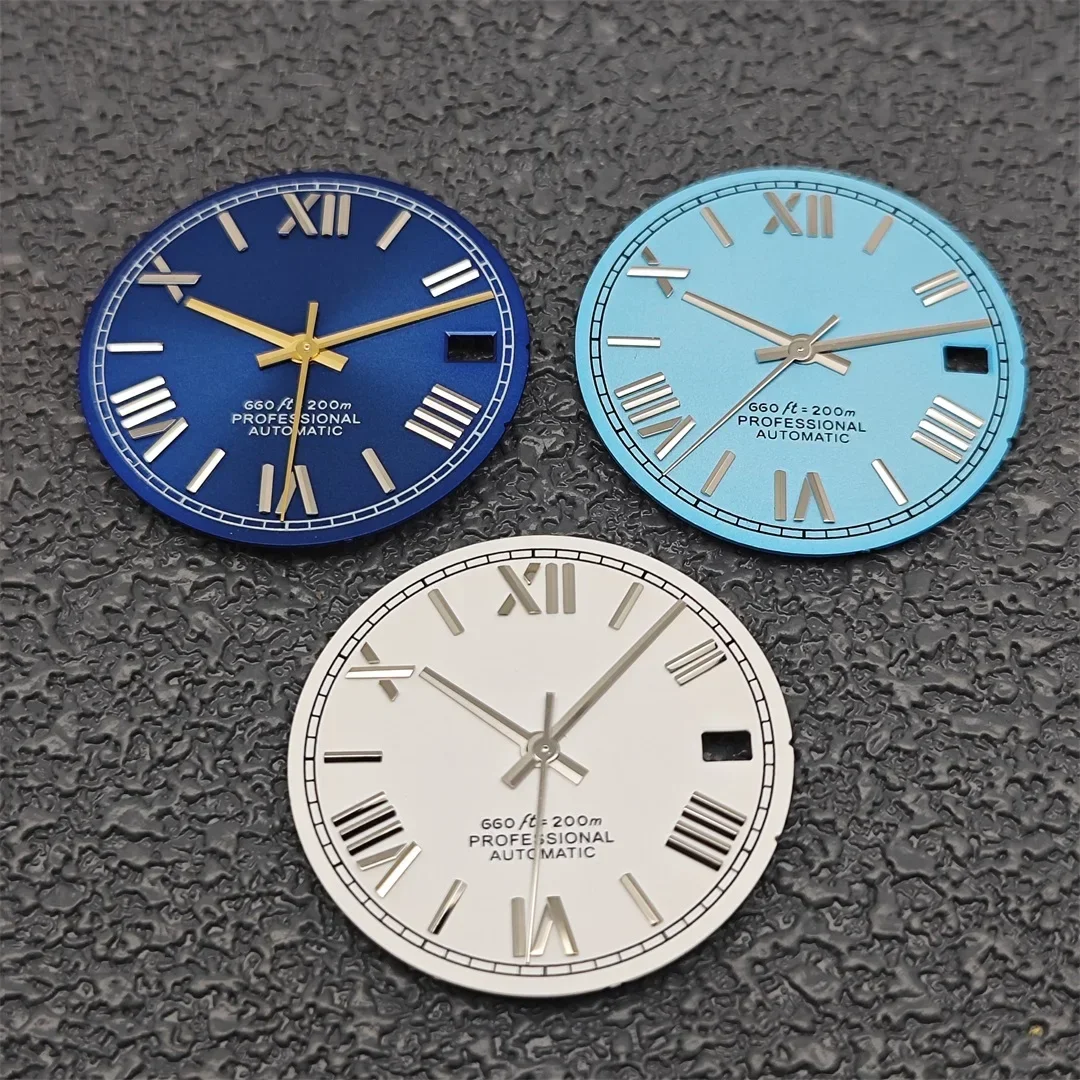 28.5mm Roman Numeral Dial No Luminous Watch Face for NH35A/4R35 Movement Date Watch Modification Parts Solar Orbit Texture Dial