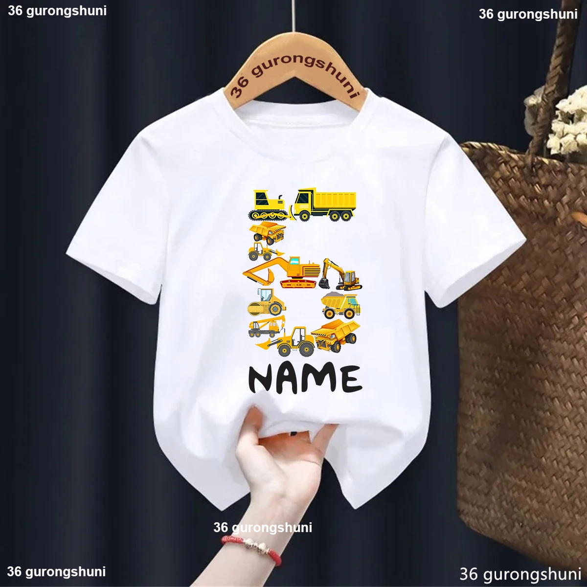 2025 Summer Newly Style Construction Trucks Children T-Shirts Birthday 3-9 Tshirt Boys Casual Short Sleeve Tee Top Kids Clothes