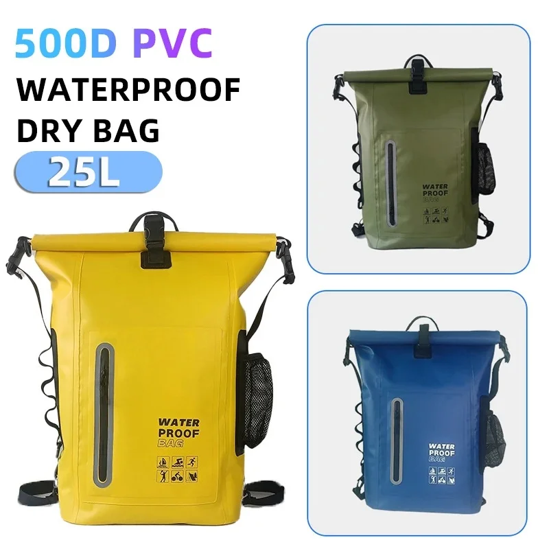 500D PVC Waterproof Dry Bag Drift Swimming Backpack Waterproof Shoulder Kayak Trekking Drifting Rafting Surfing Boating Bag