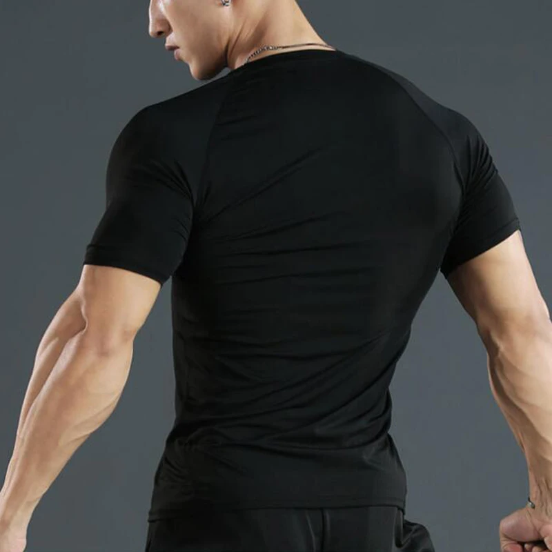 Men Compression Running T Shirt Fitness Tight Short Sleeve Tshirt Training Jogging Shirts Gym Sportswear Quick Dry Rashgard