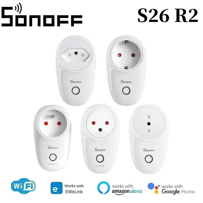 SONOFF S26R2 Wireless Smart Socket WiFi Smart Plug eWeLink APP Remote Control Support Work As Matter Hub Support Alexa Google